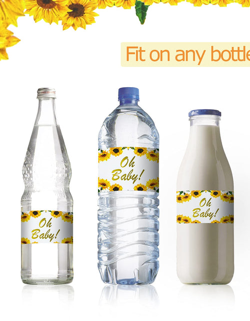 Load image into Gallery viewer, Outus 40pcs Sunflower Baby Shower Water Bottle Labels Floral Waterproof
