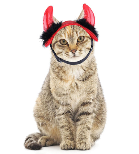 ABLAZEZAI Pet Halloween Devil Horn Headband Adjustable Red Size Large