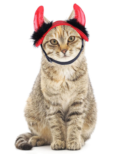 Load image into Gallery viewer, ABLAZEZAI Pet Halloween Devil Horn Headband Adjustable Red Size Large
