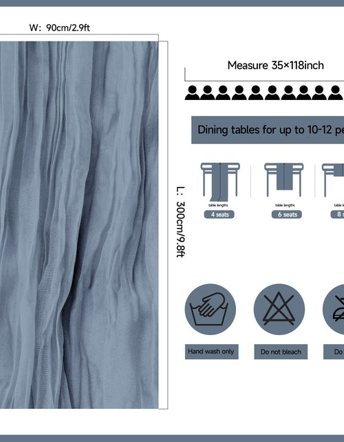 Load image into Gallery viewer, ZKPMJH 6PCS Dusty Blue Cheese Cloth Table Runner 35x120in Rustic Sheer
