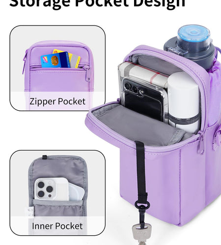 Wandering Nature Insulated Water Bottle Holder Strap 32oz Purple Leather