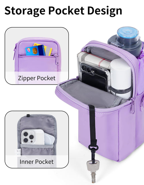 Load image into Gallery viewer, Wandering Nature Insulated Water Bottle Holder Strap 32oz Purple Leather

