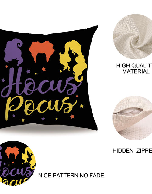 Load image into Gallery viewer, 7COLORROOM Halloween Sanderson Sisters Pillow Covers 18x18 Black 4Pack
