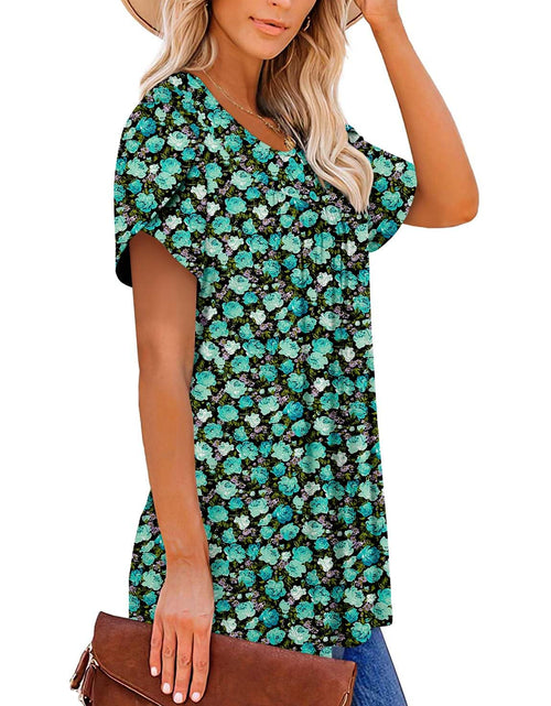 Load image into Gallery viewer, BETTE BOUTIK Womens Button Down Floral Blouse TealRose Size L
