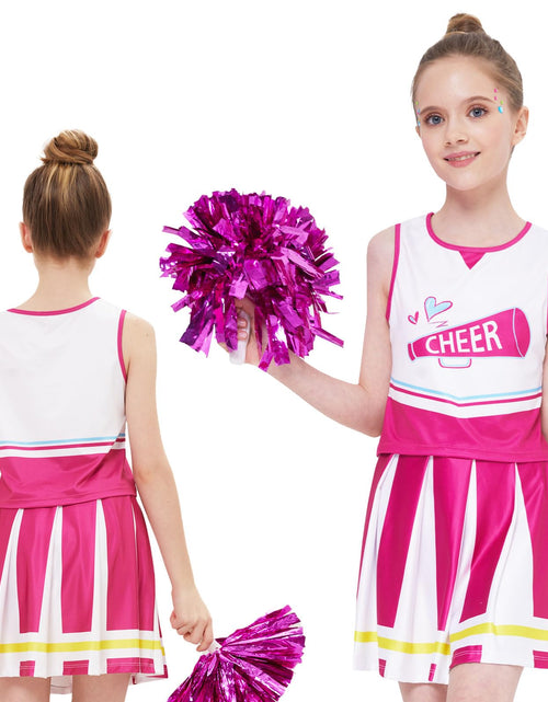 Load image into Gallery viewer, PARTTELY Girls Cheerleader Outfit Uniform Hot Pink Size 6-7T
