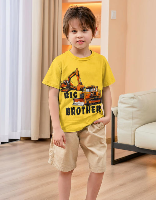 Load image into Gallery viewer, Funnycokid Big Brother Bulldozers Excavator Toddler Shirt Yellow Size 2-3T
