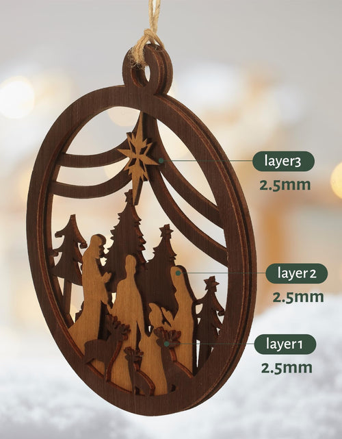 Load image into Gallery viewer, Yelsky Jesus Christmas Nativity Ornaments Wooden Set 2pcs Natural Wood
