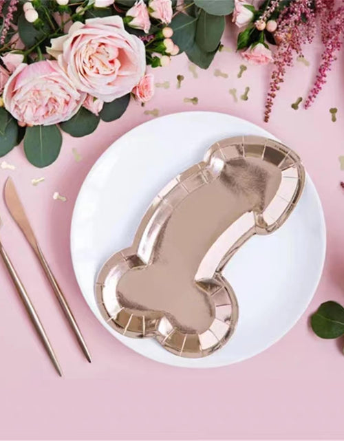 Load image into Gallery viewer, HQKJGSYX 10 PCS Disposable Glitter Party Plates Rose Gold Geometric Modern

