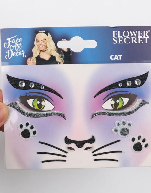 Load image into Gallery viewer, Totelux Cat Face Glitter Tattoos Stickers Temporary Tattoo 2Pcs
