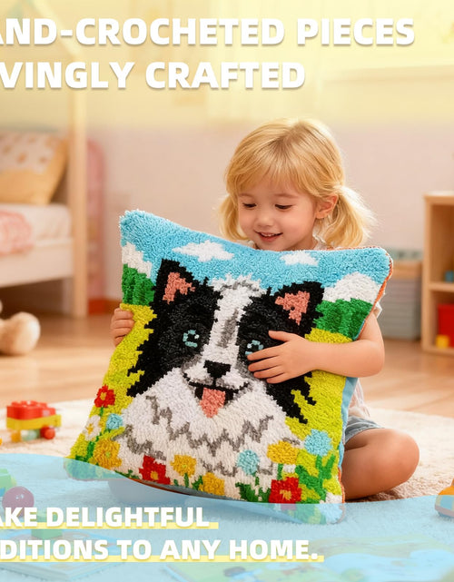 Load image into Gallery viewer, LUDOTEK Colorful Dog Latch Hook Kit Pre-Printed Canvas 17x17 in
