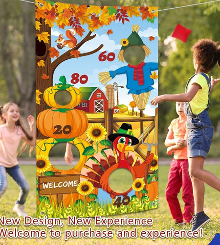 HiParty Thanksgiving Toss Game with 4 Bean Bags, Classic Fall Festival Design