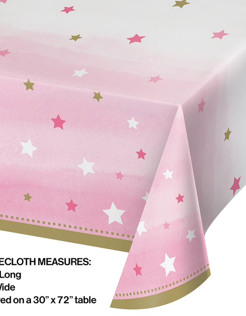 Load image into Gallery viewer, Creative Converting One Little Star-Girl Plastic Table Cover 54x102 Pink Gold
