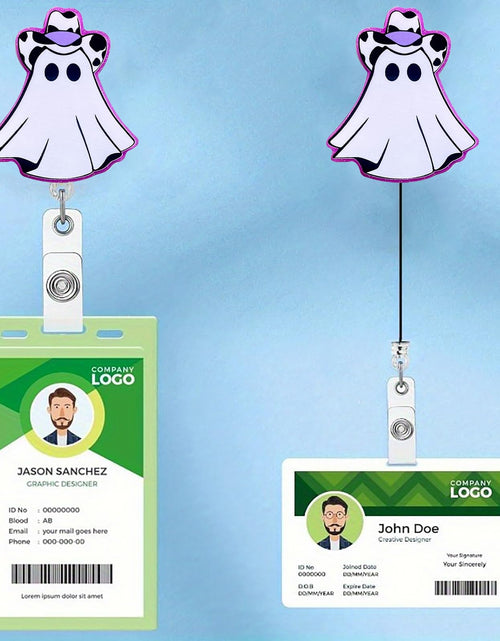 Load image into Gallery viewer, CHAONENG Funny Purple Ghost Nurse Badge Reel Retractable Clip Acrylic ID Holder
