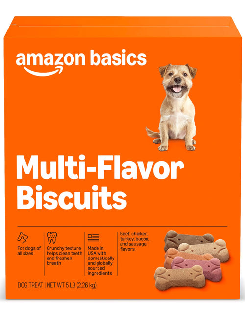 Load image into Gallery viewer, Amazon Basics Crunchy Dog Biscuits Multi Flavor 5 lb Box
