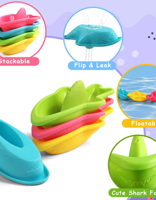 Load image into Gallery viewer, Fajiabao Toddler Bath Toys 6 PCS Colorful Stacking Boat Water Table
