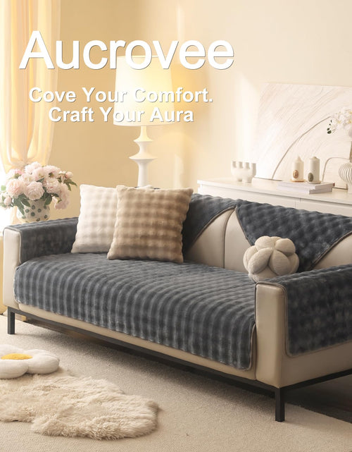Load image into Gallery viewer, Aucrovee Plush Velvet Non Slip Sofa Cover 3 Cushion 36x70 Light Grey
