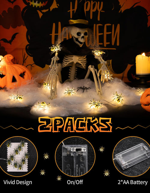 Load image into Gallery viewer, Joygoods Halloween Spider String Lights 7ft 20 LED Warm White Battery 2 Pack
