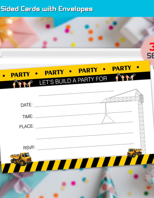 Load image into Gallery viewer, XIAOPNN Construction Birthday Party Invitation Boys, 30 Cards With 30 Envelopes
