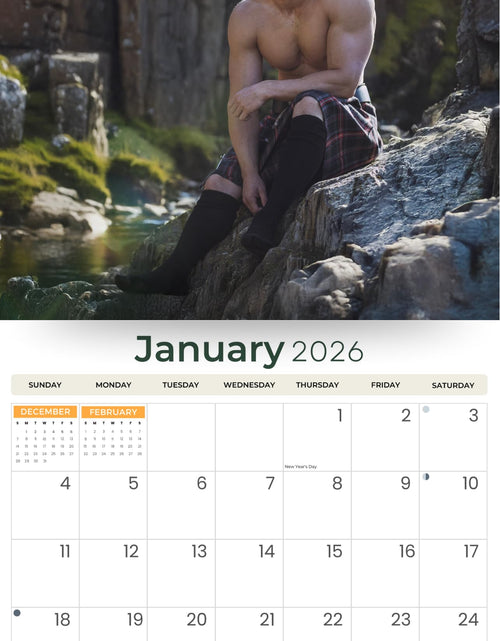 Load image into Gallery viewer, Just Calendars Men in Kilts 2026 Deluxe Wall Calendar 12x13.3 Large
