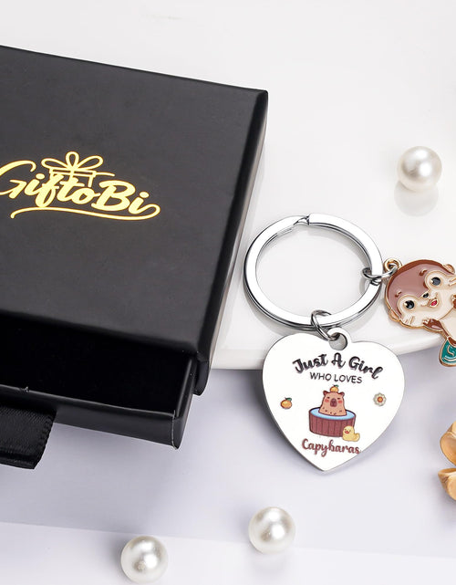 Load image into Gallery viewer, GiftoBi Capybara Animal Keychain Stainless Steel 3x3cm Silver B Unisex
