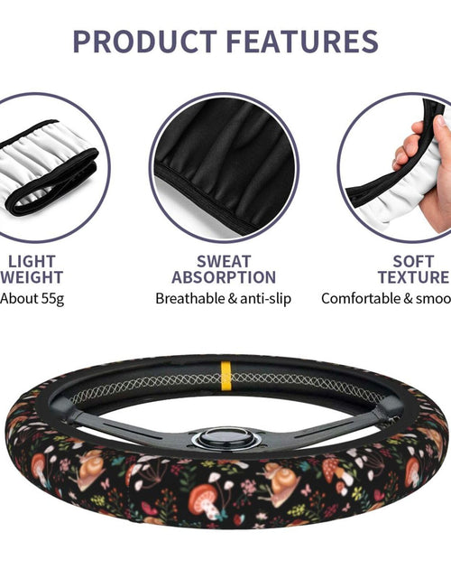 Load image into Gallery viewer, MINIOZE Mushroom Vintage Steering Wheel Cover 15 Inch Neoprene Black 1pc

