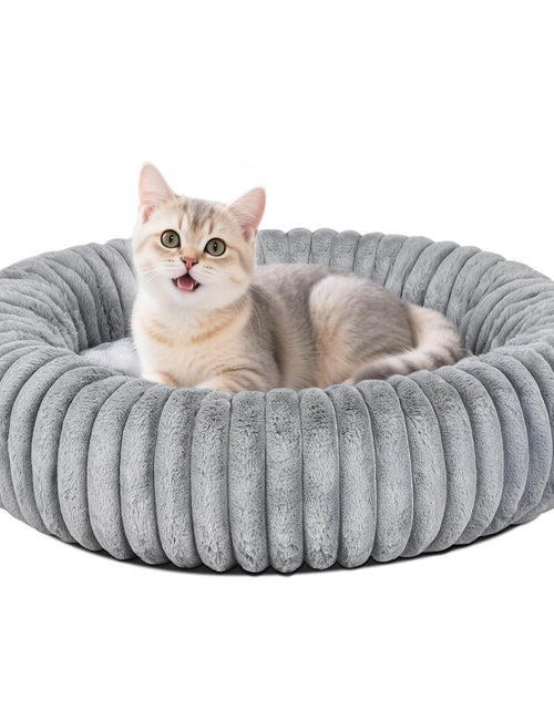 Load image into Gallery viewer, MINGT Donut Cat Bed Ultra-Soft Fluffy Round Small Pet Bed Grey 16x16x5in
