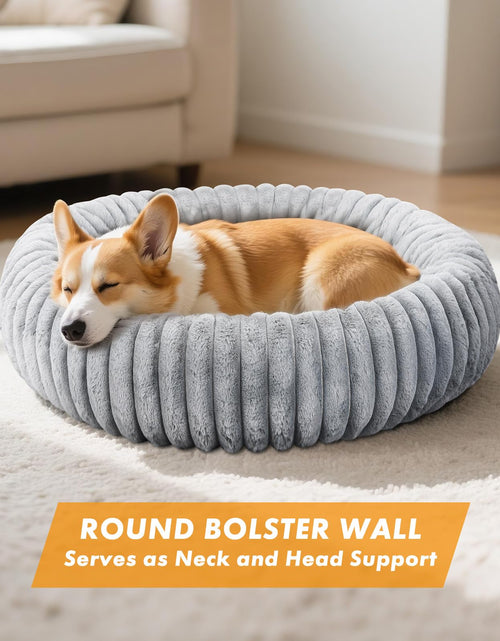 Load image into Gallery viewer, MINGT Donut Cat Bed Ultra-Soft Fluffy Round Small Pet Bed Grey 16x16x5in

