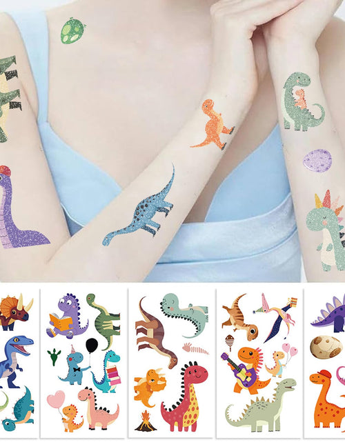 Load image into Gallery viewer, SBOBUY Dinosaur Temporary Tattoos 10 Sheets Blue Cartoon Kids Party Favors
