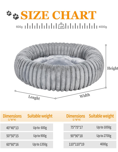 Load image into Gallery viewer, MINGT Donut Cat Bed Ultra-Soft Fluffy Round Small Pet Bed Grey 16x16x5in
