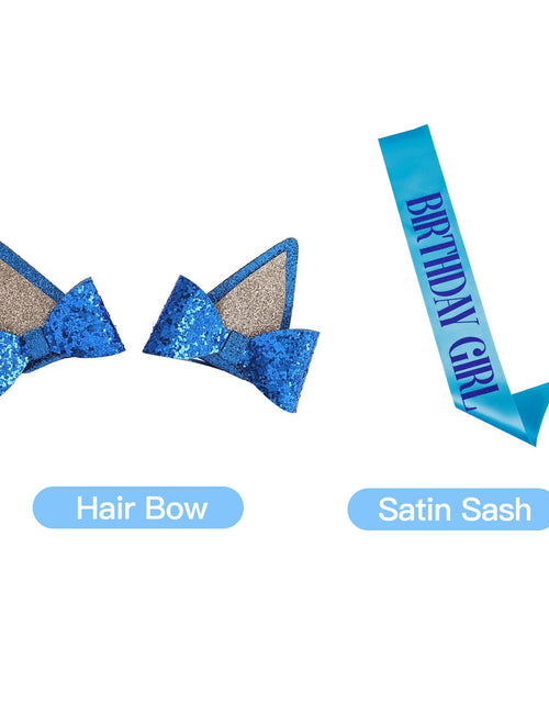 Load image into Gallery viewer, K-Acc Birthday Girl Outfit T-Shirt Blue Ears Tutu Dress Satin Sash Size 8
