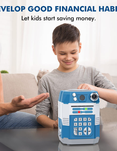 Load image into Gallery viewer, Wantfly Kids Electronic Piggy Bank Wave Activation Password Infrared Blue

