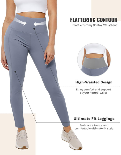 Load image into Gallery viewer, Cosmolle High Waisted Yoga Leggings with Pockets Grey Size L
