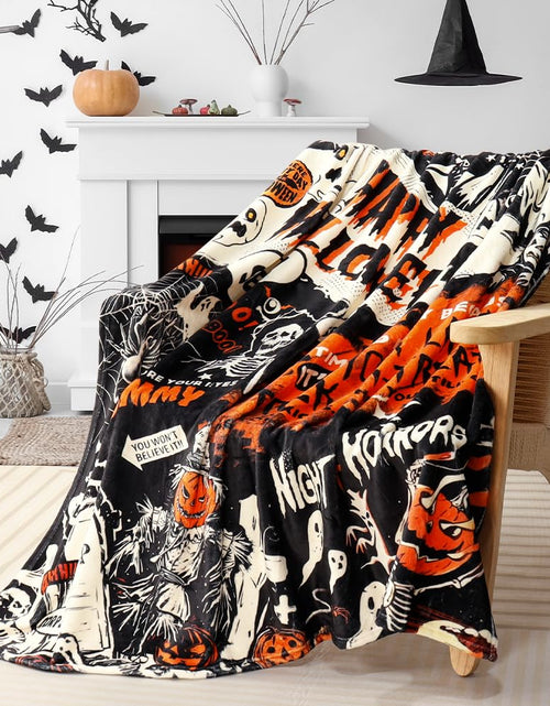 Load image into Gallery viewer, Tupmnbry Halloween Pumpkin Ghost Cat Throw Blanket Flannel 50x60
