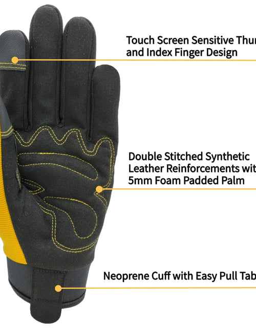 Load image into Gallery viewer, SAVJOB Women's Light-Duty Work Gloves Faux Leather Yellow Size Small
