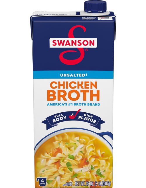 Load image into Gallery viewer, SWANSON Unsalted Chicken Broth 32 oz Carton Gluten Free 2 lbs
