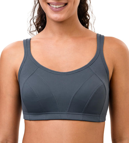 Luvrobes Women's Sports Bra Racerback Adjustable Straps Grey Size M