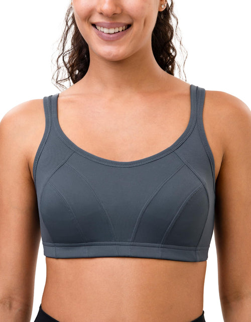 Load image into Gallery viewer, Luvrobes Women's Sports Bra Racerback Adjustable Straps Grey Size M
