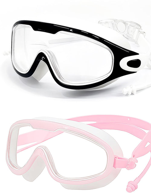 Load image into Gallery viewer, DCRWVCTON Adult Swim Goggles 2 Pack Anti-Fog Leak-Proof Clear with Ear Plugs
