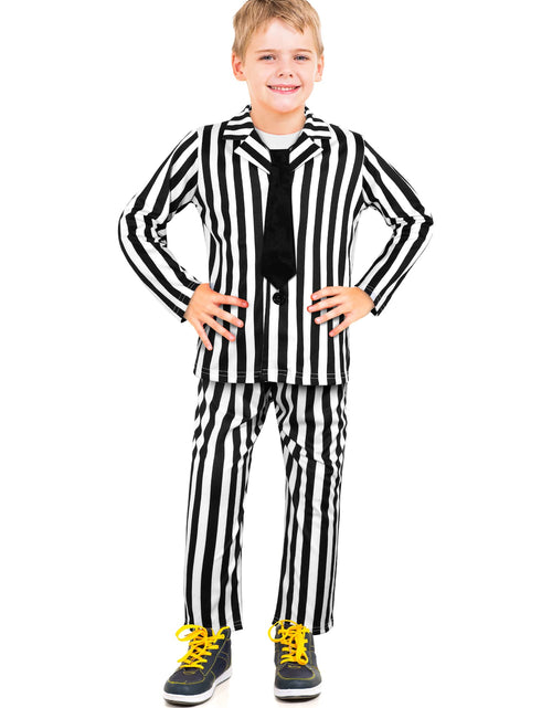 Load image into Gallery viewer, Haysandy Kids Halloween Black White Striped Suit Costume Size Large
