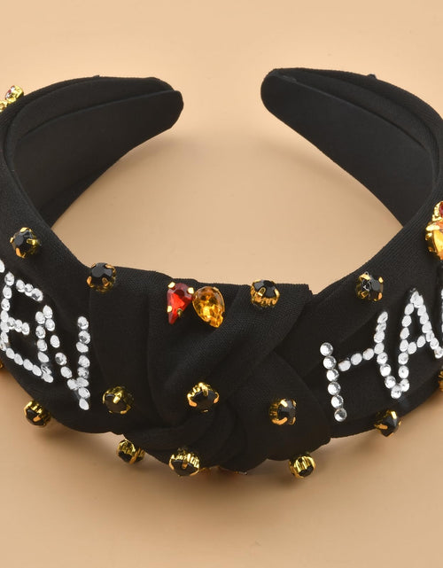 Load image into Gallery viewer, ABONDEVER Halloween Headbands Women Black Rhinestone Beaded Boo Pumpkin

