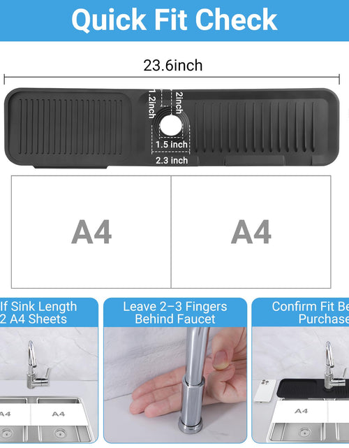 Load image into Gallery viewer, AIZOE Silicone Sink Splash Guard Faucet Mat 23.6in Black Kitchen Bathroom
