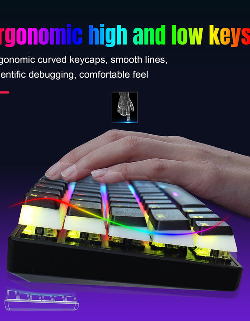 Load image into Gallery viewer, HXSJ new 61 key wired mechanical keyboard, blue axis pudding keycap, color backlit game, office and home use
