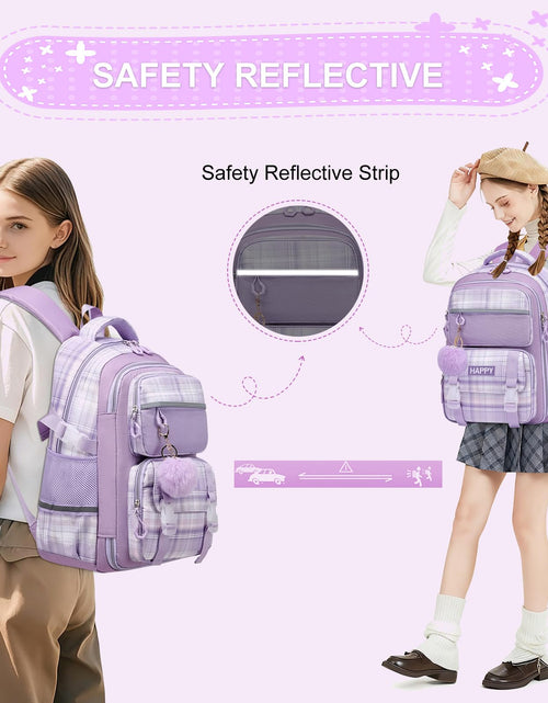 Load image into Gallery viewer, KEBEIXUAN Backpack Set 3PCS School Lunch Box Pencil Case Pink 11.81x7.87x17.32

