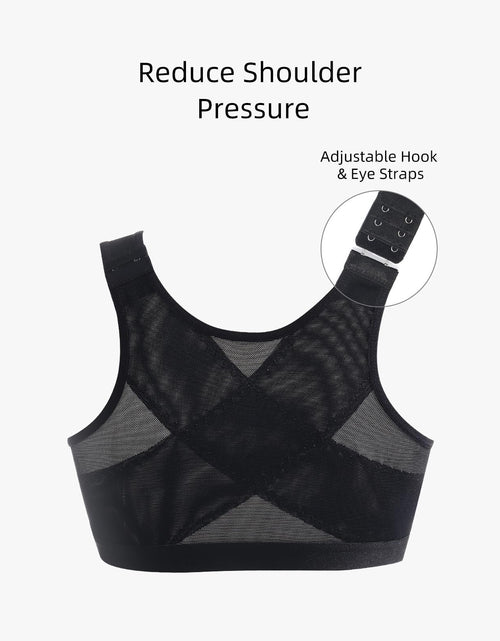 Load image into Gallery viewer, Upushall Front Closure Posture Bra Wireless Full Coverage Black Size 2XL

