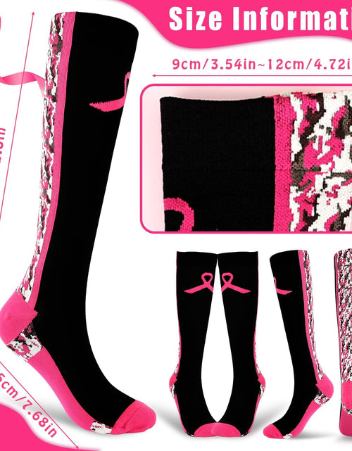 Load image into Gallery viewer, YLOLUL Breast Cancer Awareness Socks Black Camouflage Polyester Womens Size L
