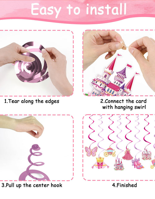 Load image into Gallery viewer, Romart Princess 4th Birthday Party Decorations 2 Banners 8 Swirls Pink Lavender
