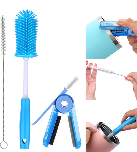 XANGNIER 3 Pack Stainless Steel Bottle Cleaner Brush Kit for Baby Bottles
