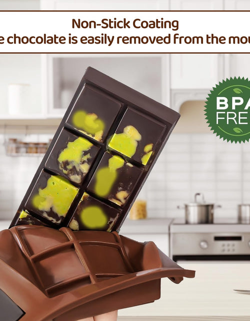 Load image into Gallery viewer, BMSQOFD Silicone Chocolate Bar Molds 2 Pack 1in Deep Brown Dubai Pistachio

