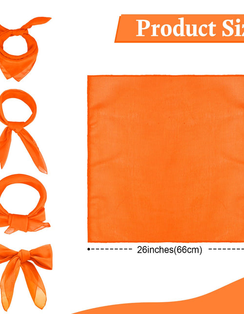 Load image into Gallery viewer, Cyunda Chiffon Scarf Classic Retro Ribbon Square Neck 26x26in Orange
