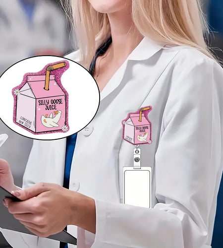 CHAONENG Funny Pink Silly Goose Badge Reel Retractable Clip Medical Nurse ID